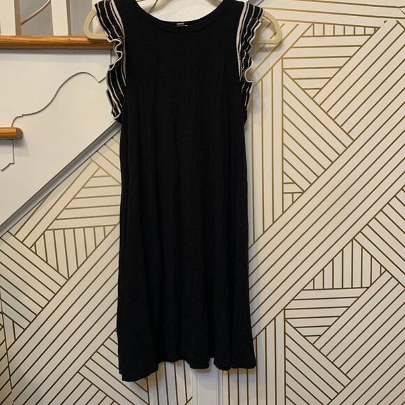 Loft Petite Black Short Sleeve Dress with Frilly - Picture 6 of 6